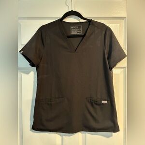 Figs Black V-Neck Technical Scrub Top